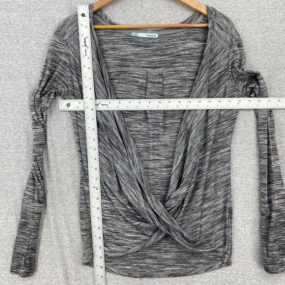 Maurices Blouse Womens Medium Gray Hoodie Twisted Open Front Long Sleeve - Picture 7 of 9